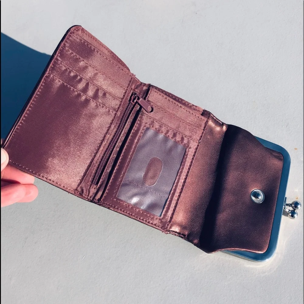 - Rose Copper Heart Tri-Fold Wallet! NEW!